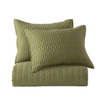 Sage Green Box Stitch Brushed Microfiber Quilt Set – 3 Piece