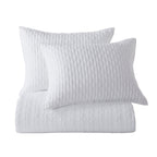 Box Stitch White Brushed Microfiber Quilt Set – 3 Piece