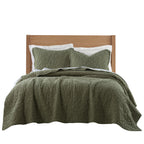 Embroidered Bow Brushed Microfiber Quilt Set – 3 Piece