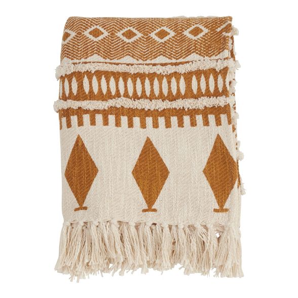 Savanna Diamond Tufted Throw — Ochre