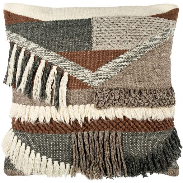 Boho Fringe Geo Pillow (Multi-Texture)