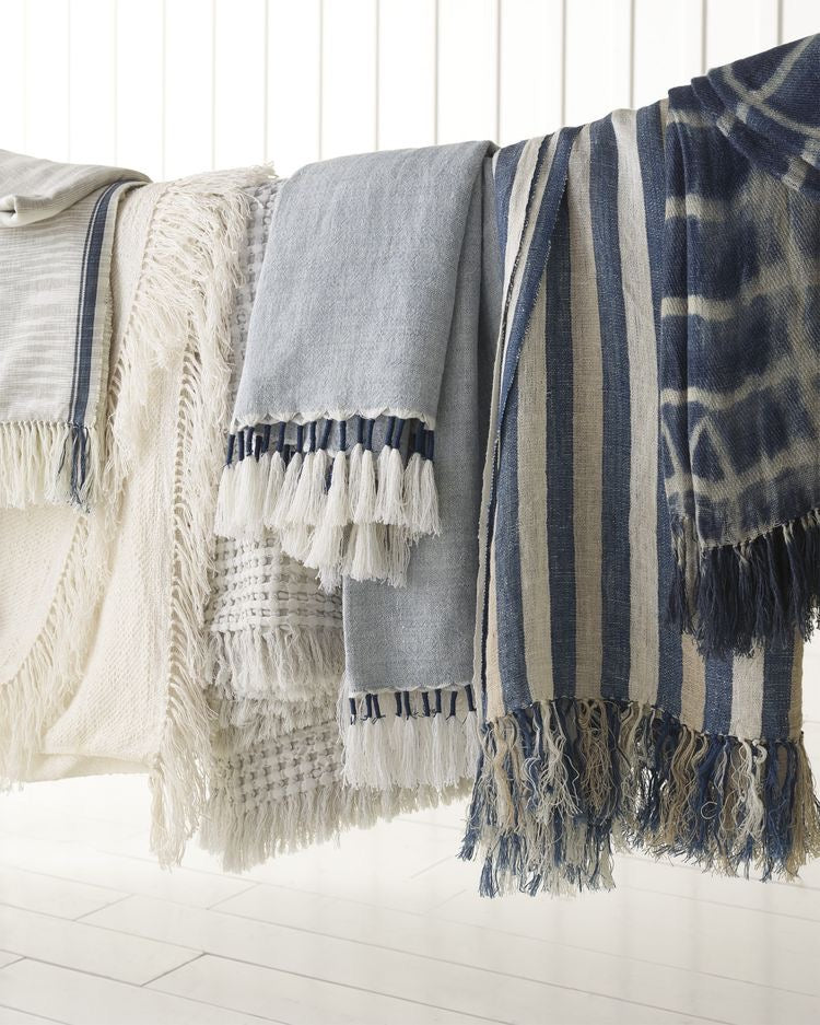 Coastal Indigo Tassel Throw