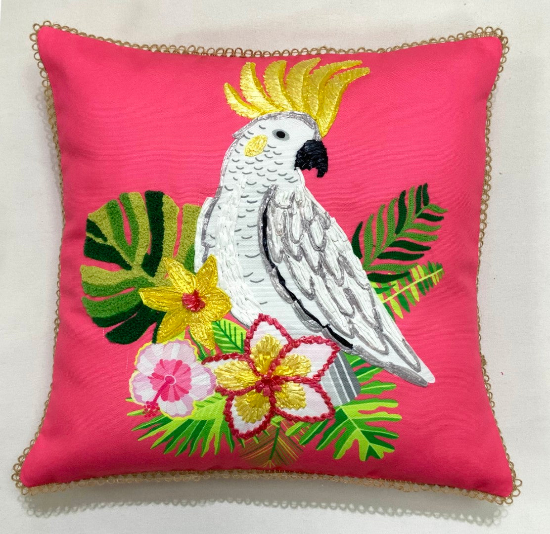 Cockatoo on Hot Pink (Loop Trim)