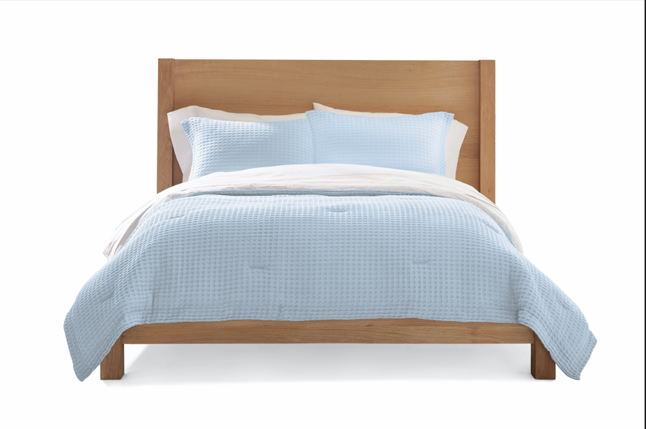 Cotton Waffle Comforter — Blue Mist