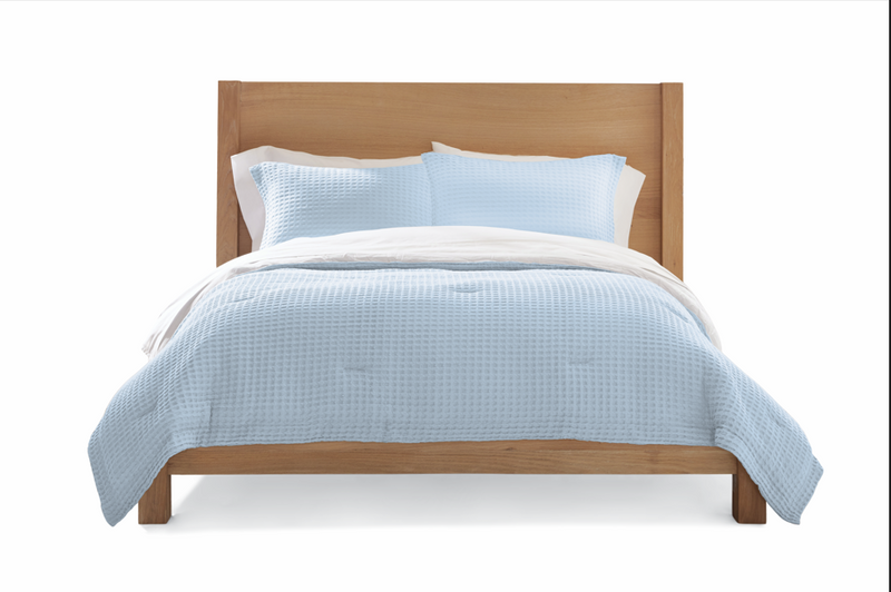 Cotton Waffle Comforter — Blue Mist