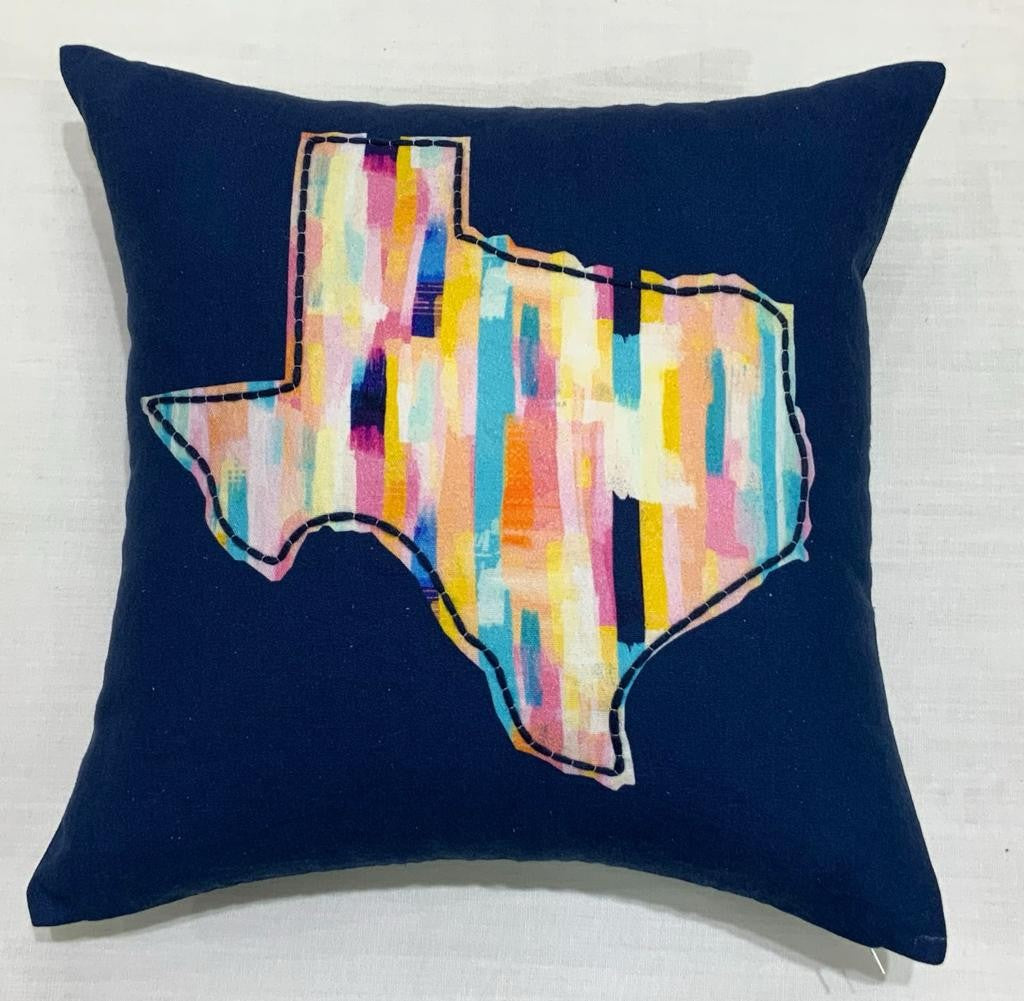Texas Map Appliqué Pillow (Navy)