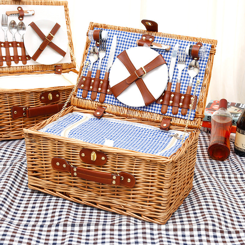 Picnic Storage Basket Rattan Wicker