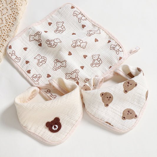 Baby Muslin Bibs Bear Gauze Triangle - Janeen Home Shop