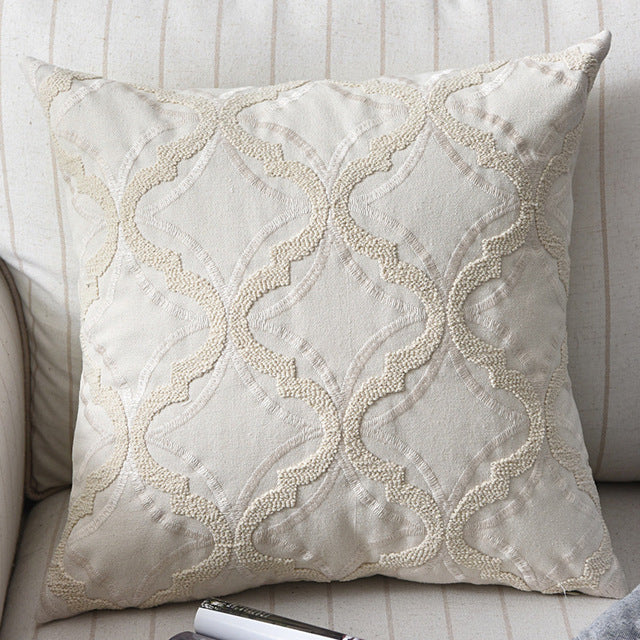 Beige Rope Thread Cotton Linen Sofa Pillow - Janeen Home Shop