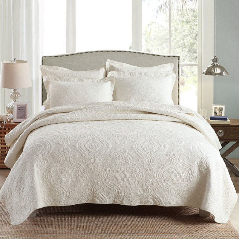 Solid Cotton Quilt Coverlet Double Blanket - Janeen Home Shop