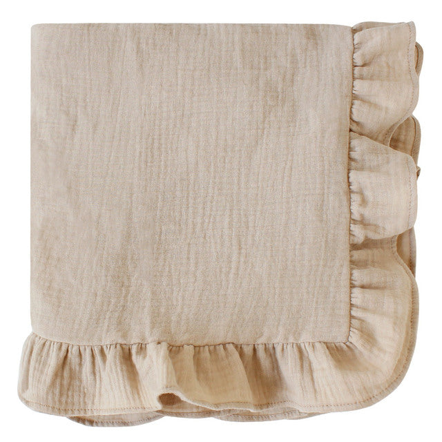 Cotton Muslin Swaddle Ruffle Baby Blanket - Janeen Home Shop