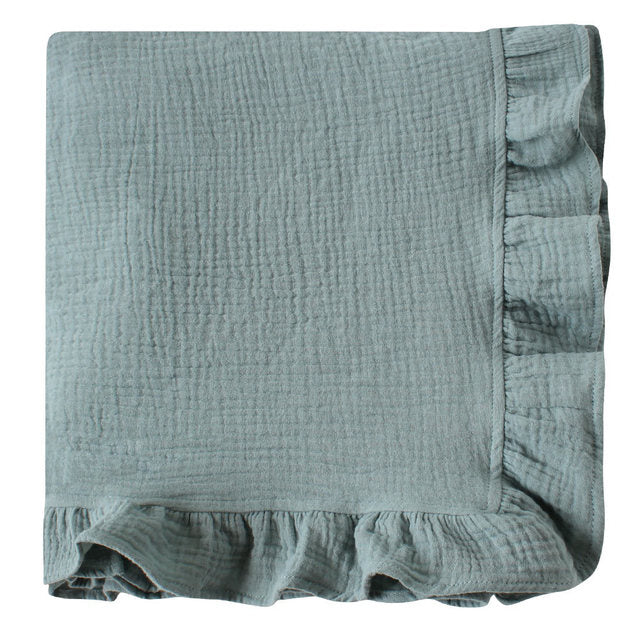 Cotton Muslin Swaddle Ruffle Baby Blanket - Janeen Home Shop