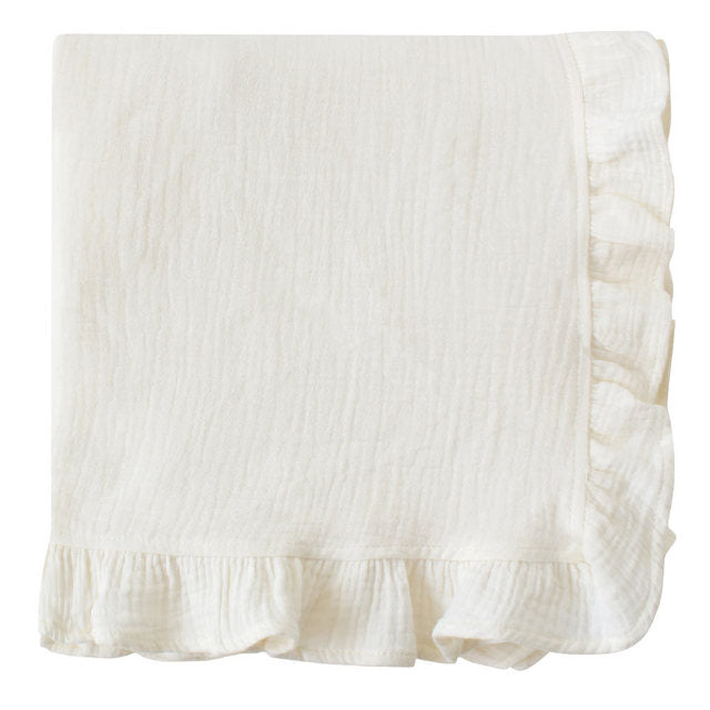 Cotton Muslin Swaddle Ruffle Baby Blanket - Janeen Home Shop