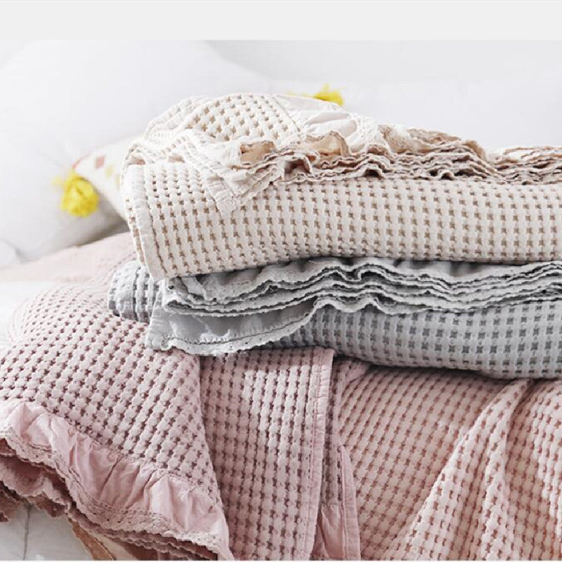 Knitted Baby Blanket Waffle Bedspread - Janeen Home Shop