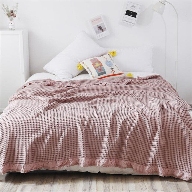 Knitted Baby Blanket Waffle Bedspread - Janeen Home Shop