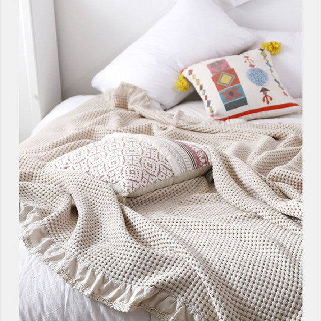 Knitted Baby Blanket Waffle Bedspread - Janeen Home Shop