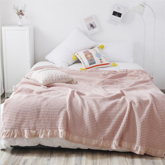 Knitted Baby Blanket Waffle Bedspread - Janeen Home Shop