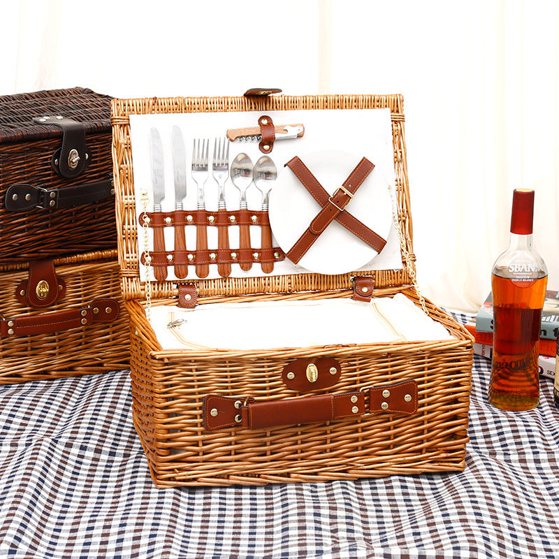 Picnic Storage Basket Rattan Wicker