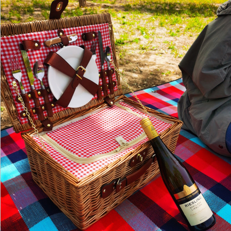 Picnic Storage Basket Rattan Wicker