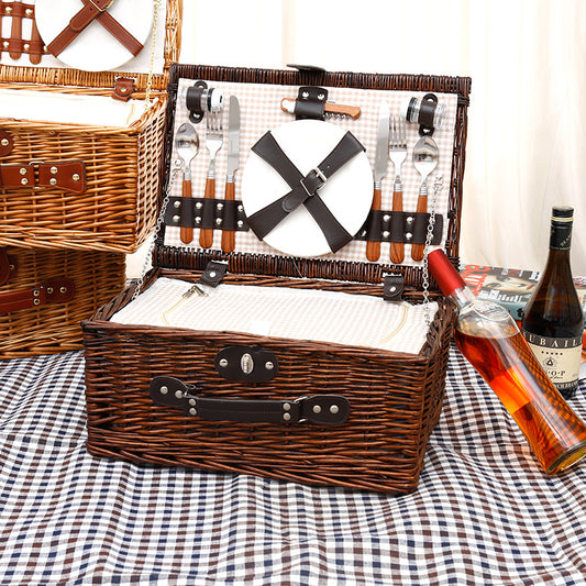 Picnic Storage Basket Rattan Wicker